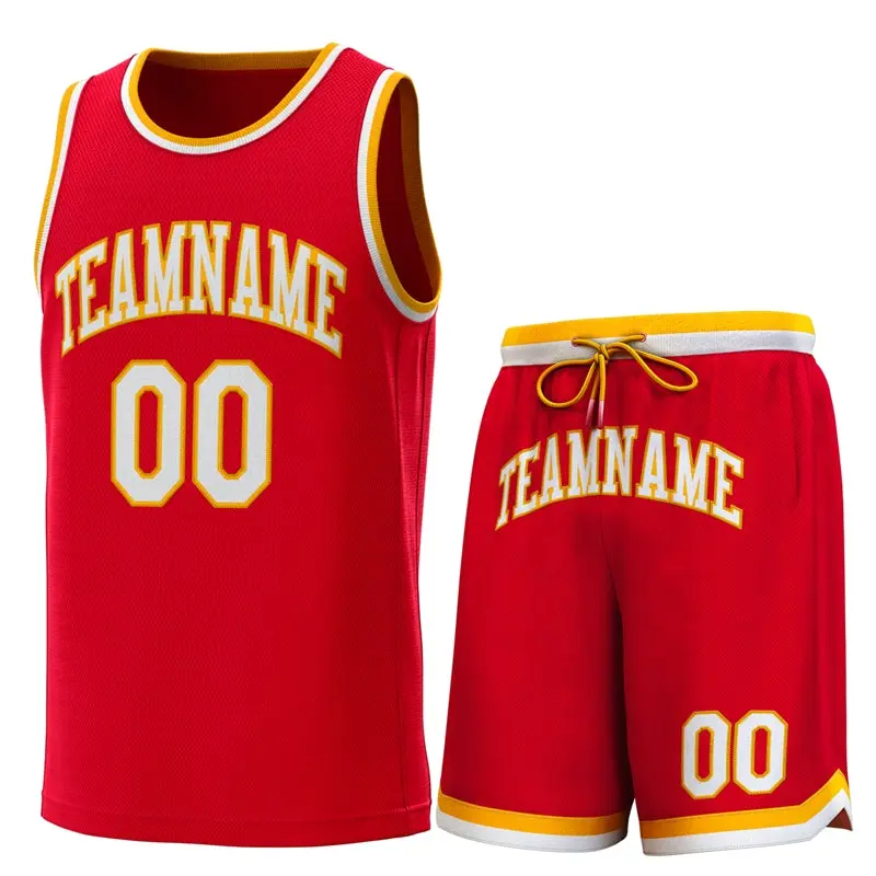 Red Yellow-White Classic Basketball Jersey Sets
