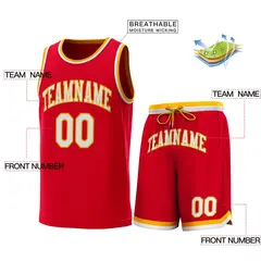 Red Yellow-White Classic Basketball Jersey Sets 2