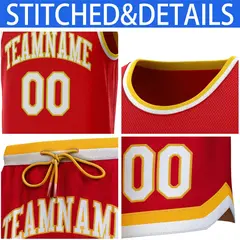 Red Yellow-White Classic Basketball Jersey Sets 6