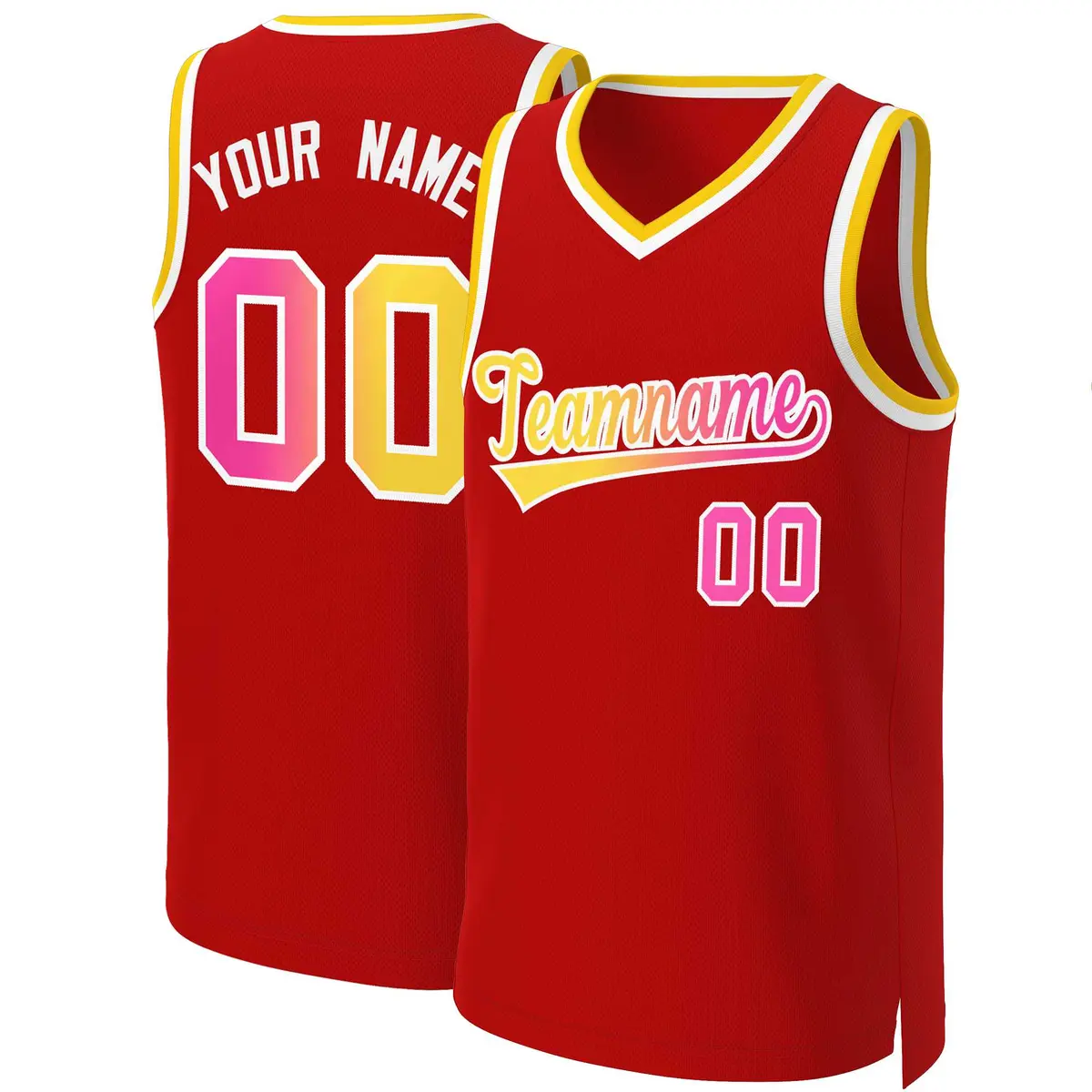 Red Yellow-White Classic Gradient Fashion Basketball Jersey