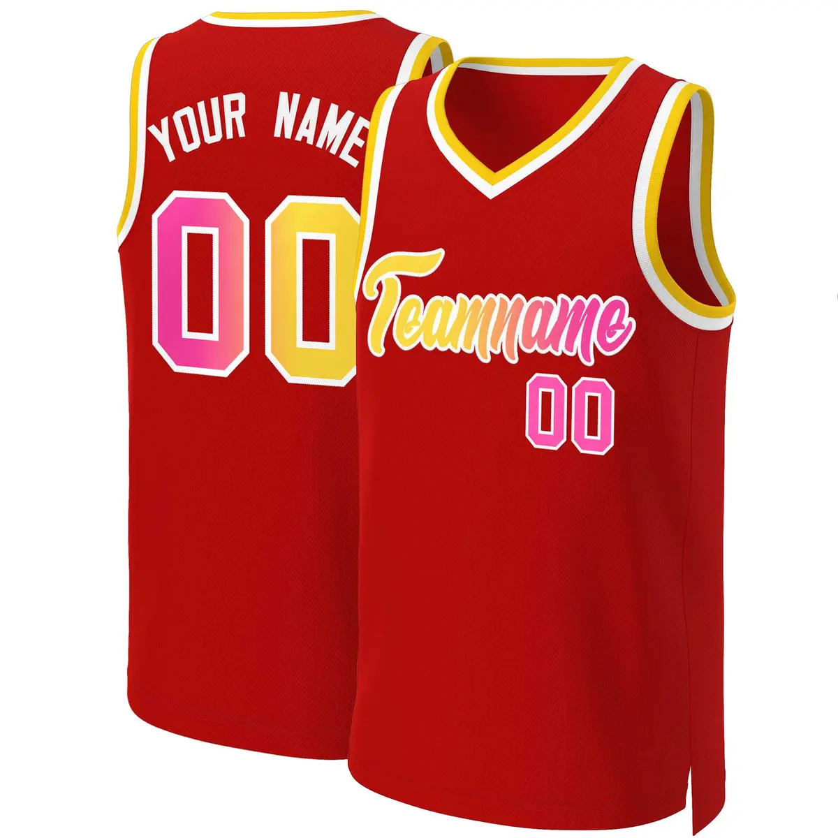 Red Yellow-White Classic Gradient Fashion Basketball Jersey