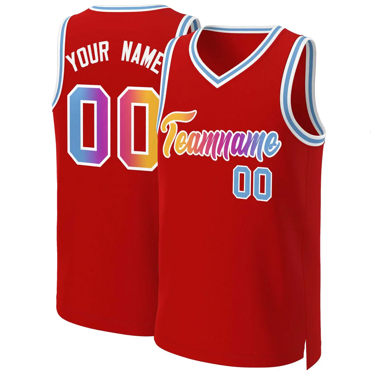 Red Yellow-White Classic Gradient Fashion Basketball Jersey