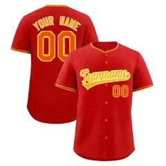 Red Yellow White Classic Baseball Uniform