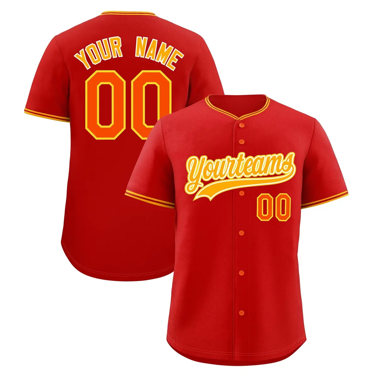 Red Yellow White Classic Baseball Uniform