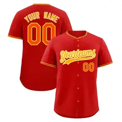 Red Yellow White Classic Baseball Uniform 1