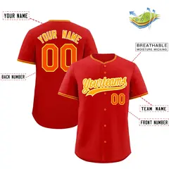 Red Yellow White Classic Baseball Uniform 2