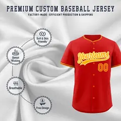 Red Yellow White Classic Baseball Uniform 3