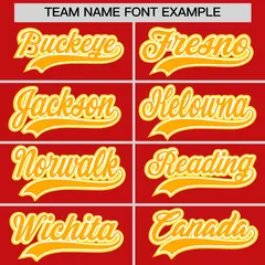 Red Yellow White Classic Baseball Uniform 4