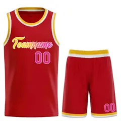 Red Yellow-White Classic Team Basketball Jersey