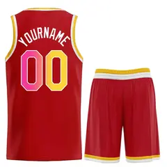 Red Yellow-White Classic Team Basketball Jersey 2
