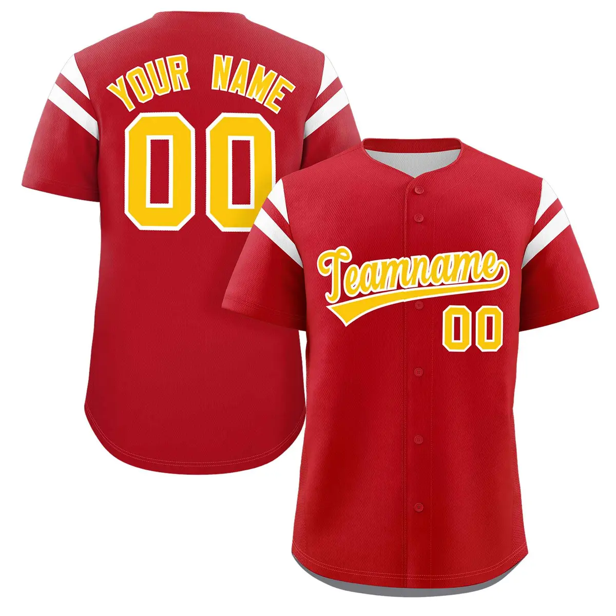 Red Yellow-White Full Button Classic Baseball Jersey