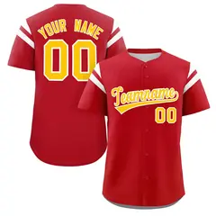 Red Yellow-White Full Button Classic Baseball Jersey
