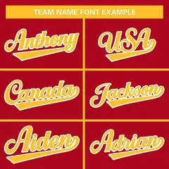 Red Yellow-White Full Button Classic Baseball Jersey 3