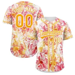 Red Yellow-White Graffiti Flower Authentic Baseball Jersey