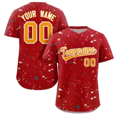 Red Yellow-White Splash Graffiti Striped Baseball Jersey