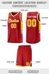 Red Yellow-White Star Pattern Sports Basketball Jersey 2