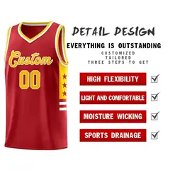 Red Yellow-White Star Pattern Sports Basketball Jersey 4