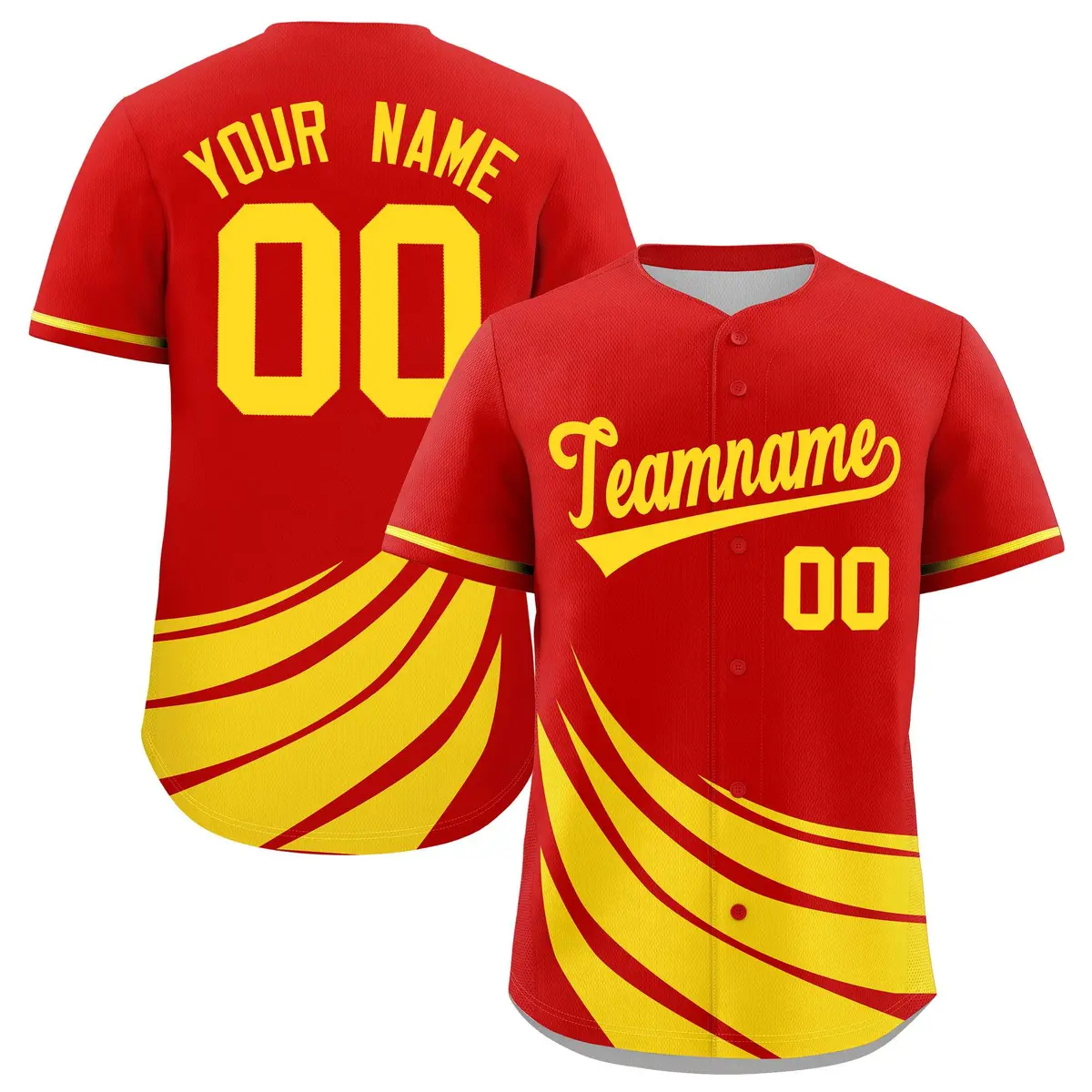 Red Yellow Wind Mark Graffiti Pattern Baseball Jersey