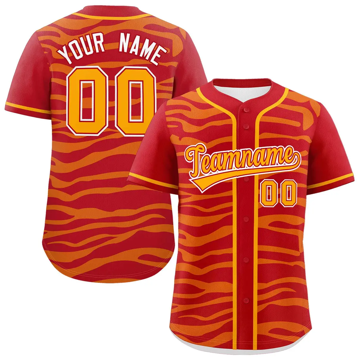 Red Yellow Zebra Graffiti Authentic Baseball Jersey