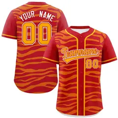 Red Yellow Zebra Graffiti Authentic Baseball Jersey 1