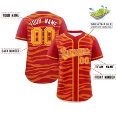 Red Yellow Zebra Graffiti Authentic Baseball Jersey 2