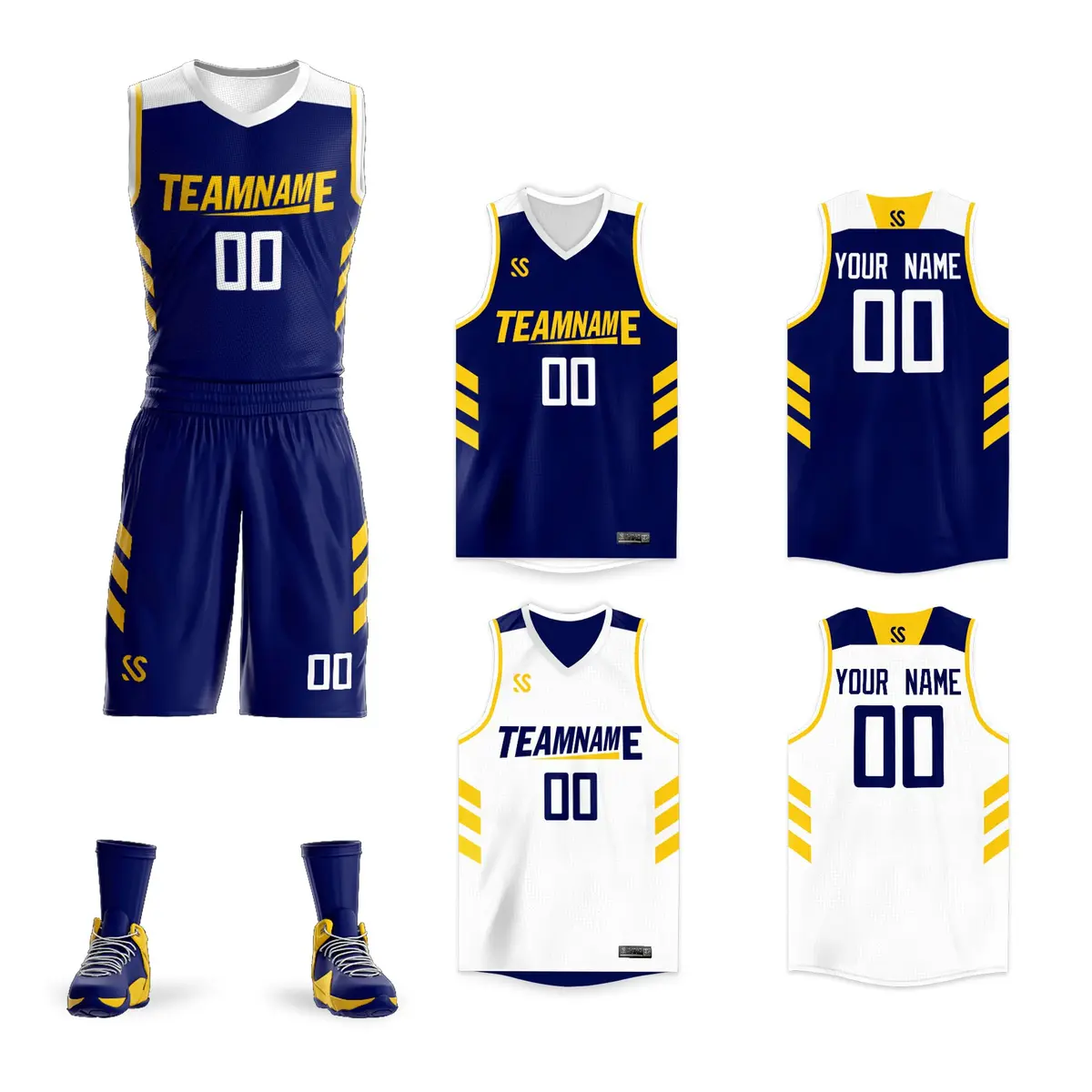 Men's Reversible Athletic Basketball Uniform Sets