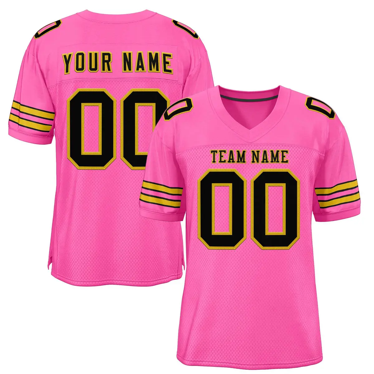 Rose Pink Black-Old Gold Classic Style Football Jersey