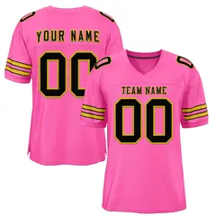 Rose Pink Black-Old Gold Classic Style Football Jersey 1
