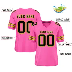 Rose Pink Black-Old Gold Classic Style Football Jersey 2