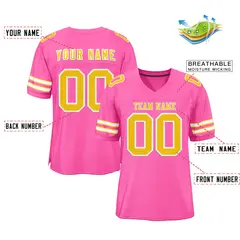 Rose Pink Gold-White Classic Style Authentic Football Jersey 2