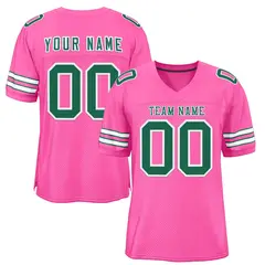 Rose Pink Kelly Green-White Classic Style Football Jersey 1