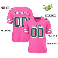 Rose Pink Kelly Green-White Classic Style Football Jersey 2