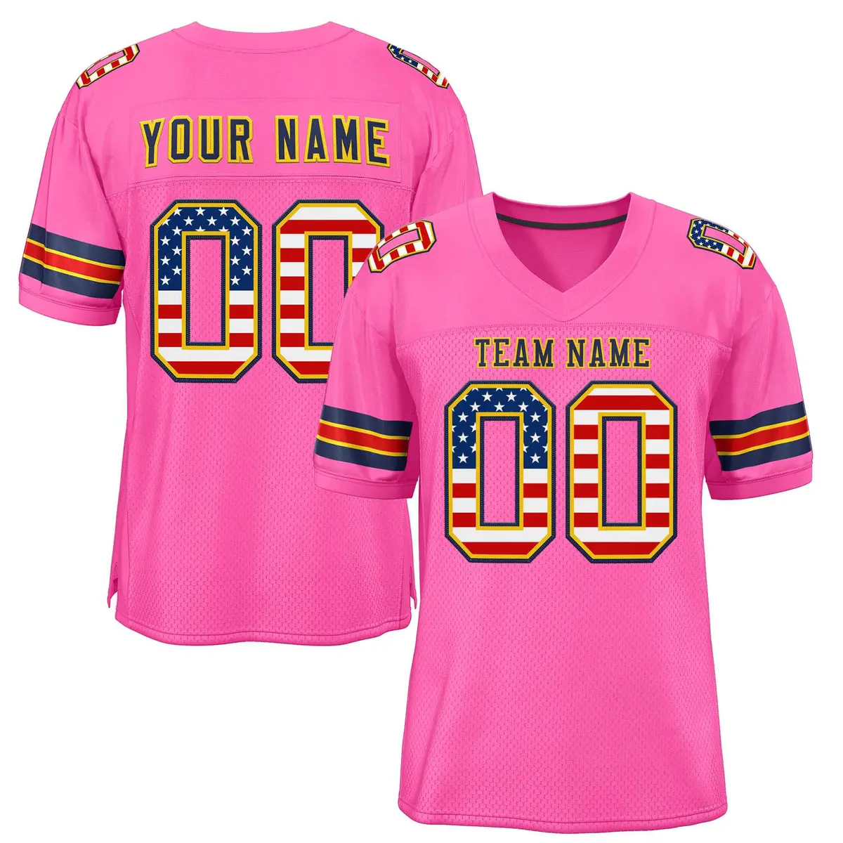Rose Pink Navy-Gold Classic Style Authentic Football Jersey