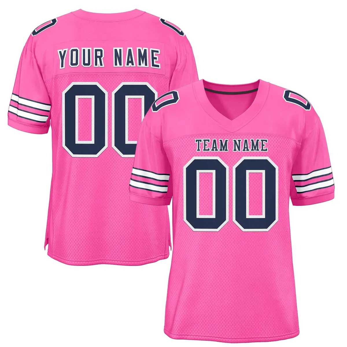 Rose Pink Navy-White Classic Style Authentic Football Jersey
