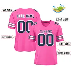 Rose Pink Navy-White Classic Style Authentic Football Jersey 2
