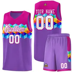 Rose Pink Purple-White Colorful Basketball Jersey Sets