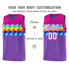 Rose Pink Purple-White Colorful Basketball Jersey Sets 2