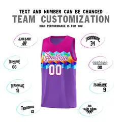 Rose Pink Purple-White Colorful Basketball Jersey Sets 3