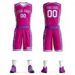 Rose Pink Purple-White Lightning Graffiti Basketball Jersey