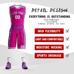 Rose Pink Purple-White Lightning Graffiti Basketball Jersey 2