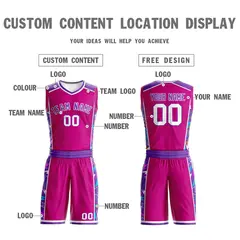 Rose Pink Purple-White Lightning Graffiti Basketball Jersey 3