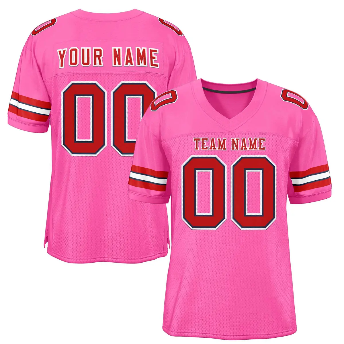 Rose Pink Red-White Classic Style Authentic Football Jersey
