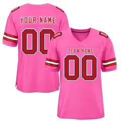 Rose Pink Red-White Classic Style Authentic Football Jersey