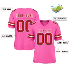 Rose Pink Red-White Classic Style Authentic Football Jersey 2