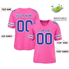 Rose Pink Royal-White Classic Authentic Football Jersey 2