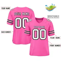 Rose Pink White-Black Classic Football Jersey 2