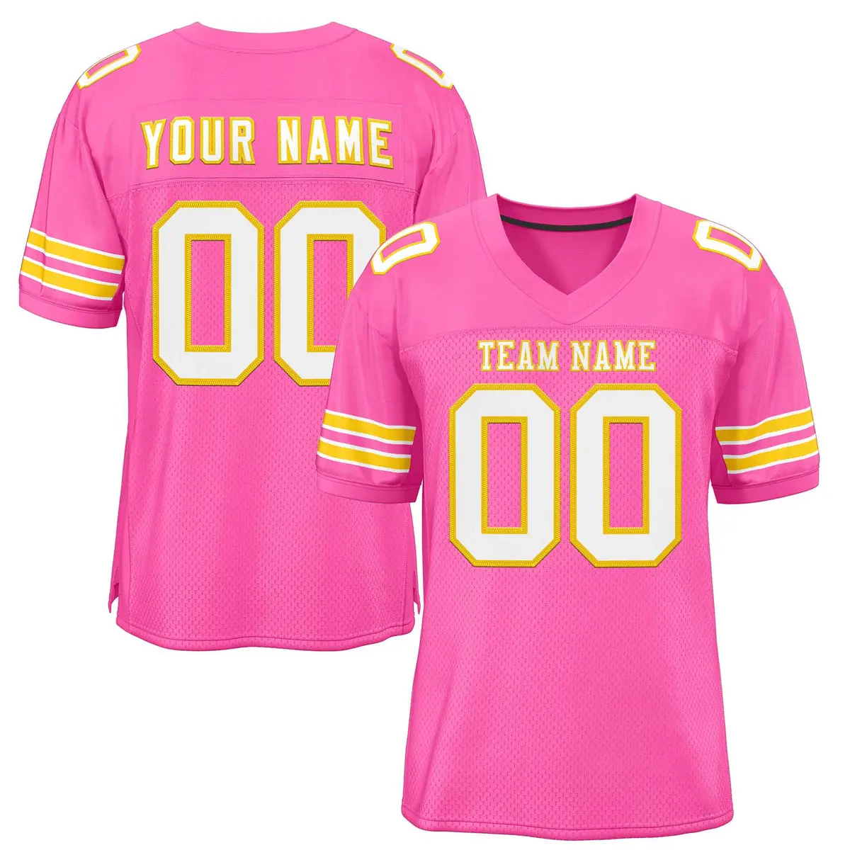 Rose Pink White-Gold Classic Style Authentic Football Jersey