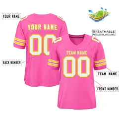 Rose Pink White-Gold Classic Style Authentic Football Jersey 2