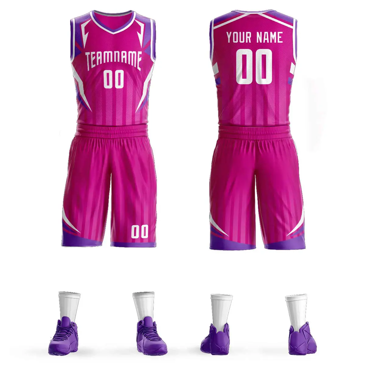 Rose Pink White Graffiti Angular Element Basketball Jersey