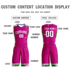 Rose Pink White Graffiti Basketball Jersey Set 3